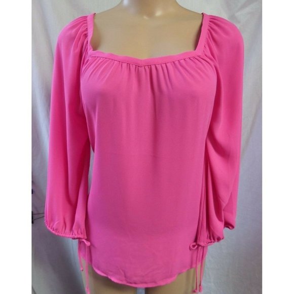 Banana Republic Tops - "BANANA REPUBLIC" PINK 3/4 SLEEVES TUNIC CAREER TOP SHIRT BLOUSE SIZE: S NWT